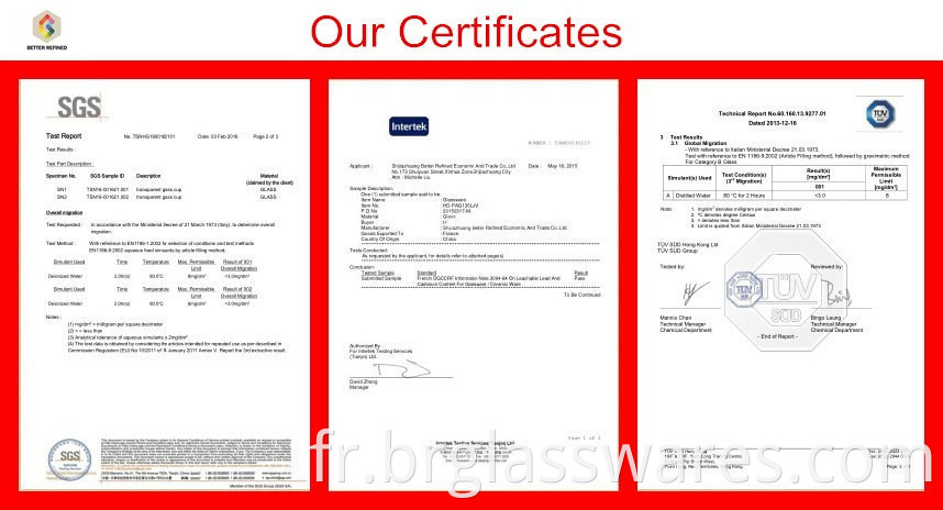 Our Certificate for Blown Decorative Colored Glass Vase